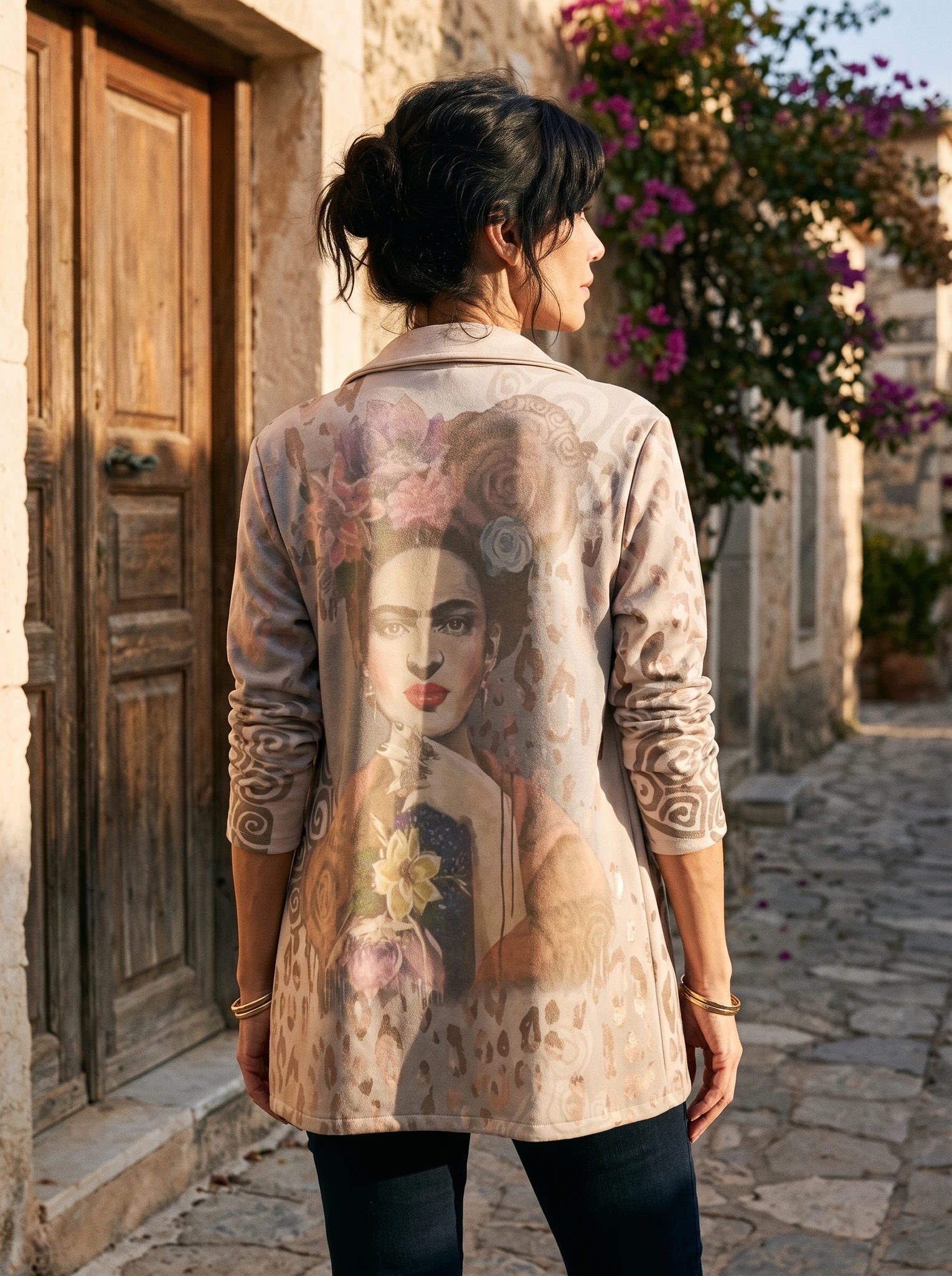 Blazer Oversize Espalda Frida presentado en modelo (visualización digital)