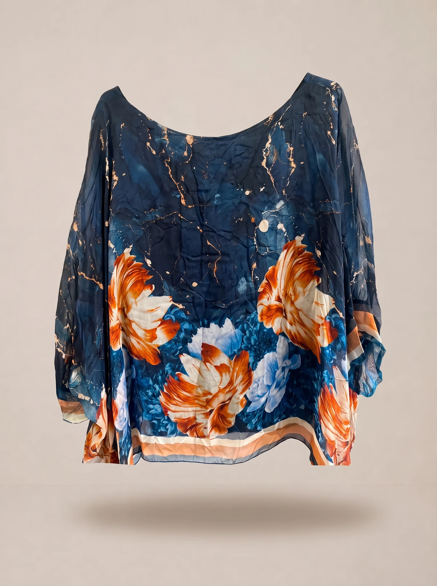 Blusa De Gasa Italiana Estampada — vista de frente