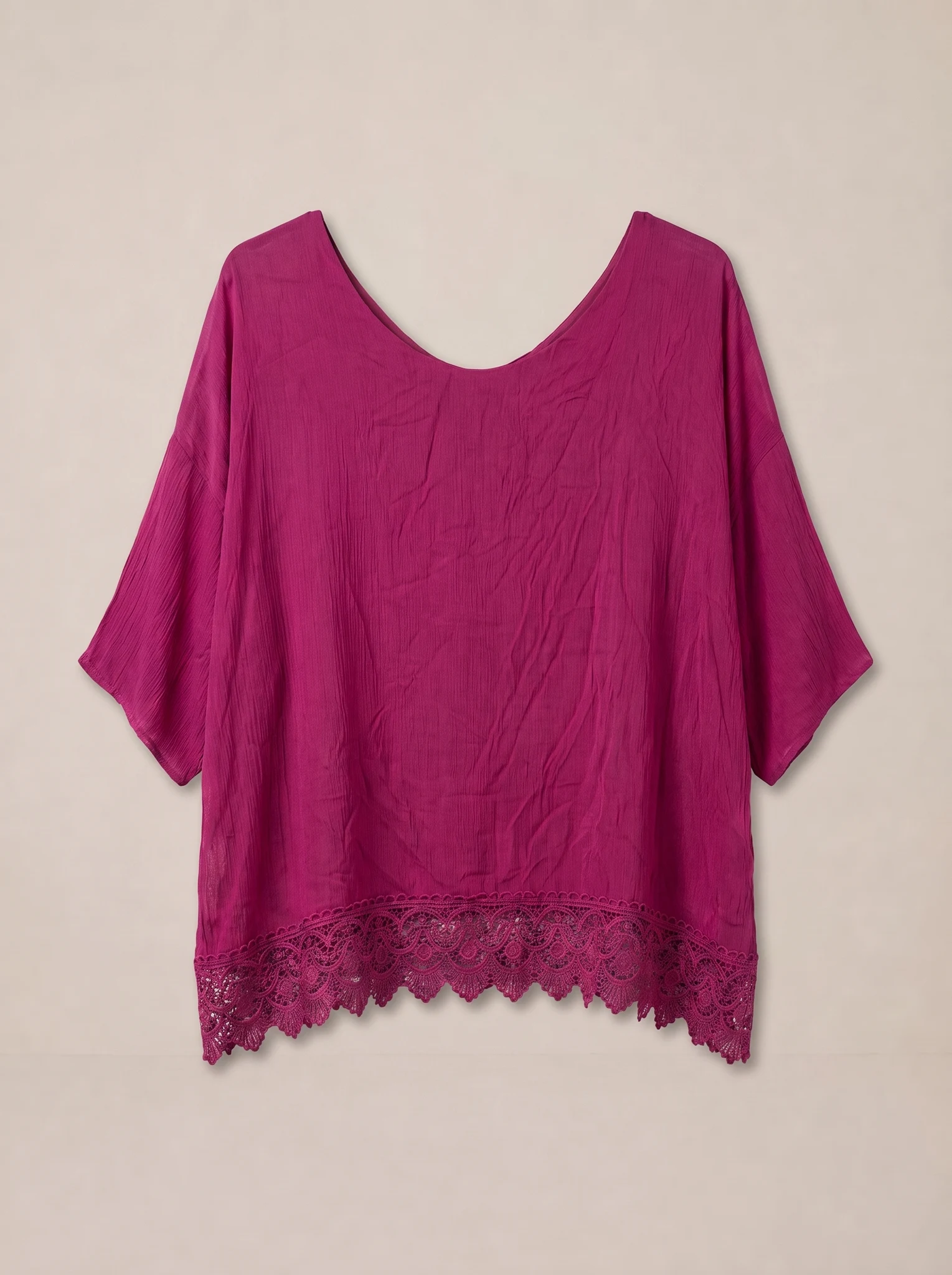 Blusa De Gasa Italiana Con Borde Gipiur — vista de frente