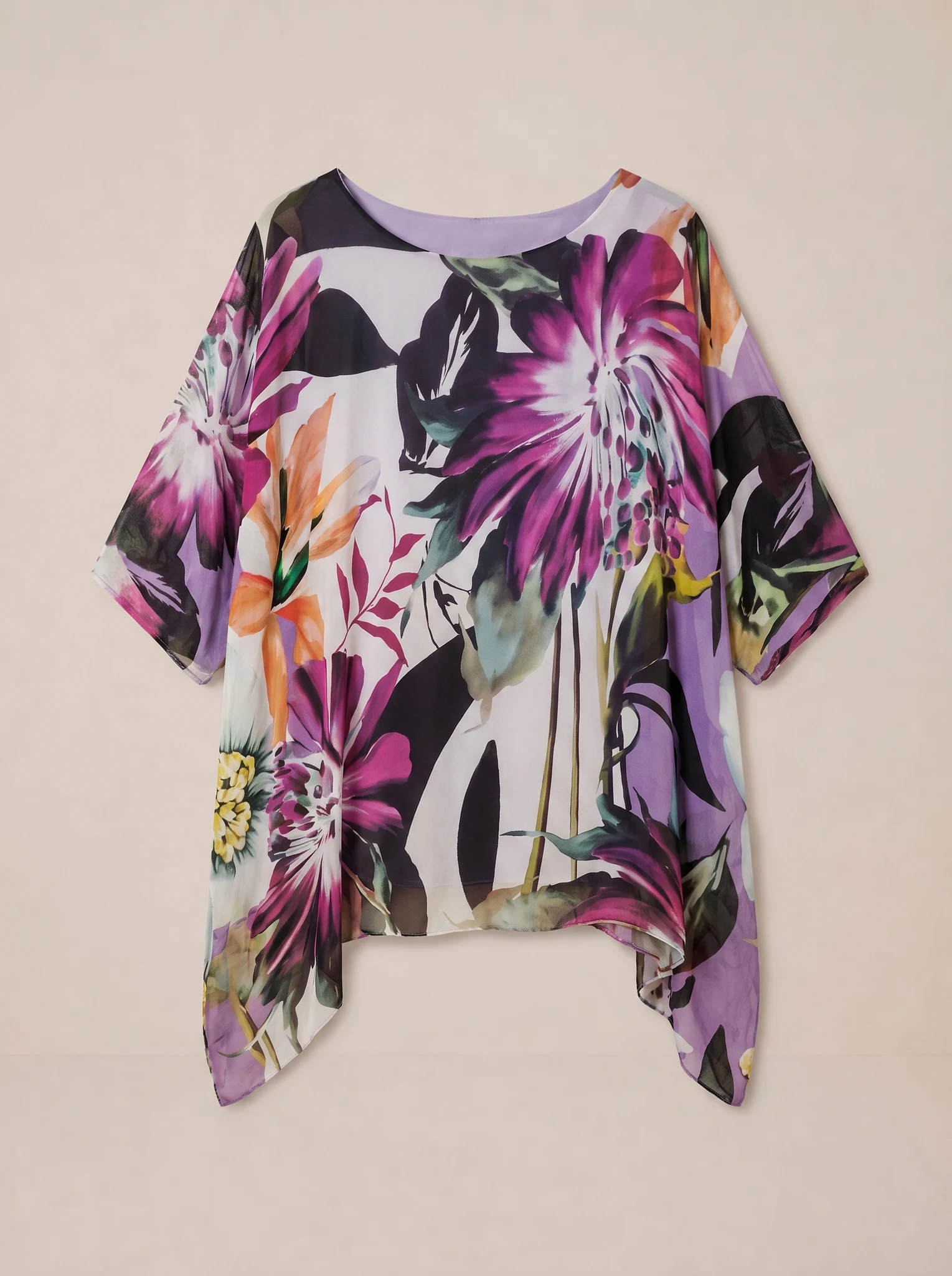 Camisola Estampada De Gasa Forrada — vista de frente
