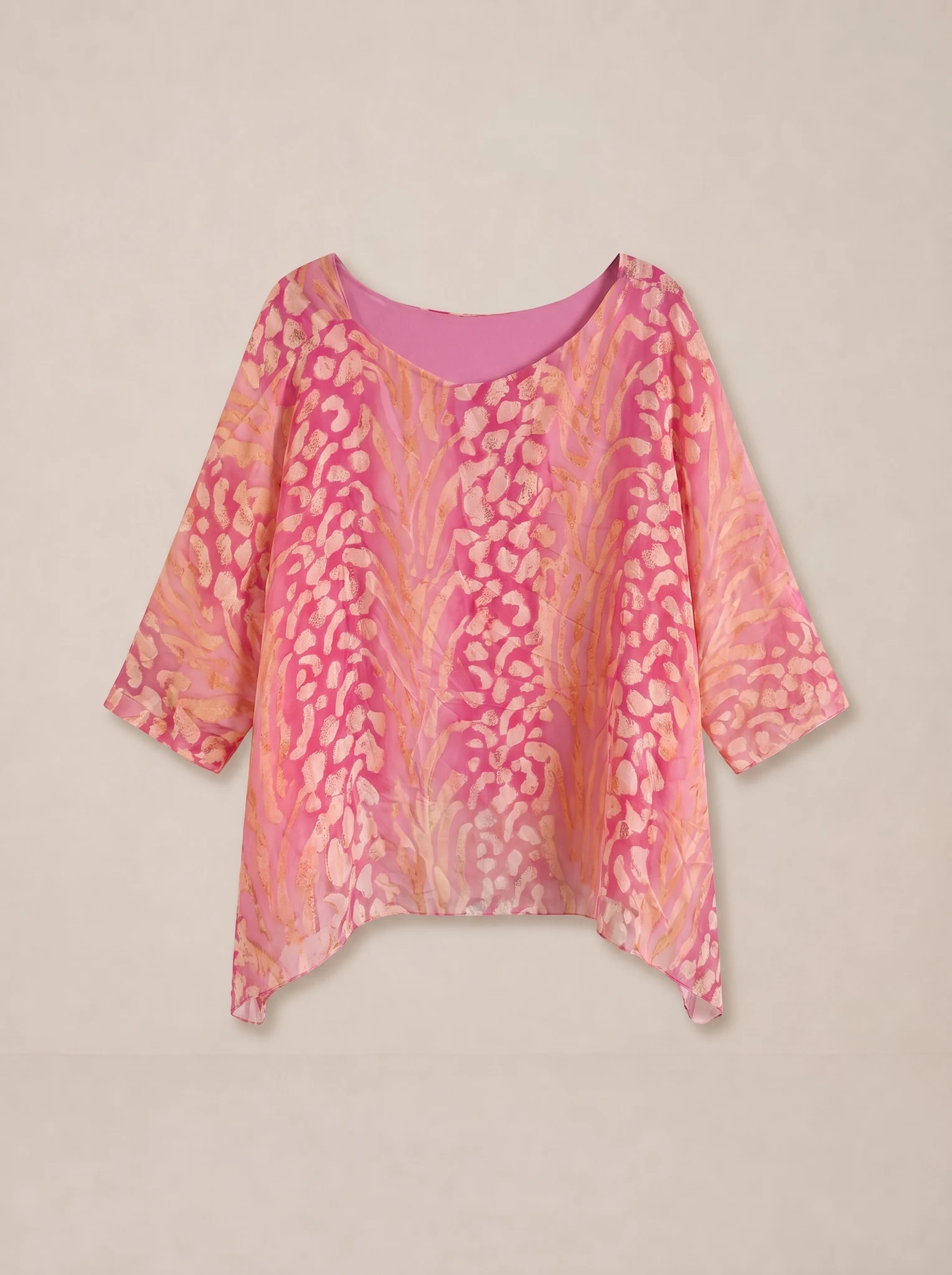 Blusa Italiana De Gasa Animal Print — vista de frente